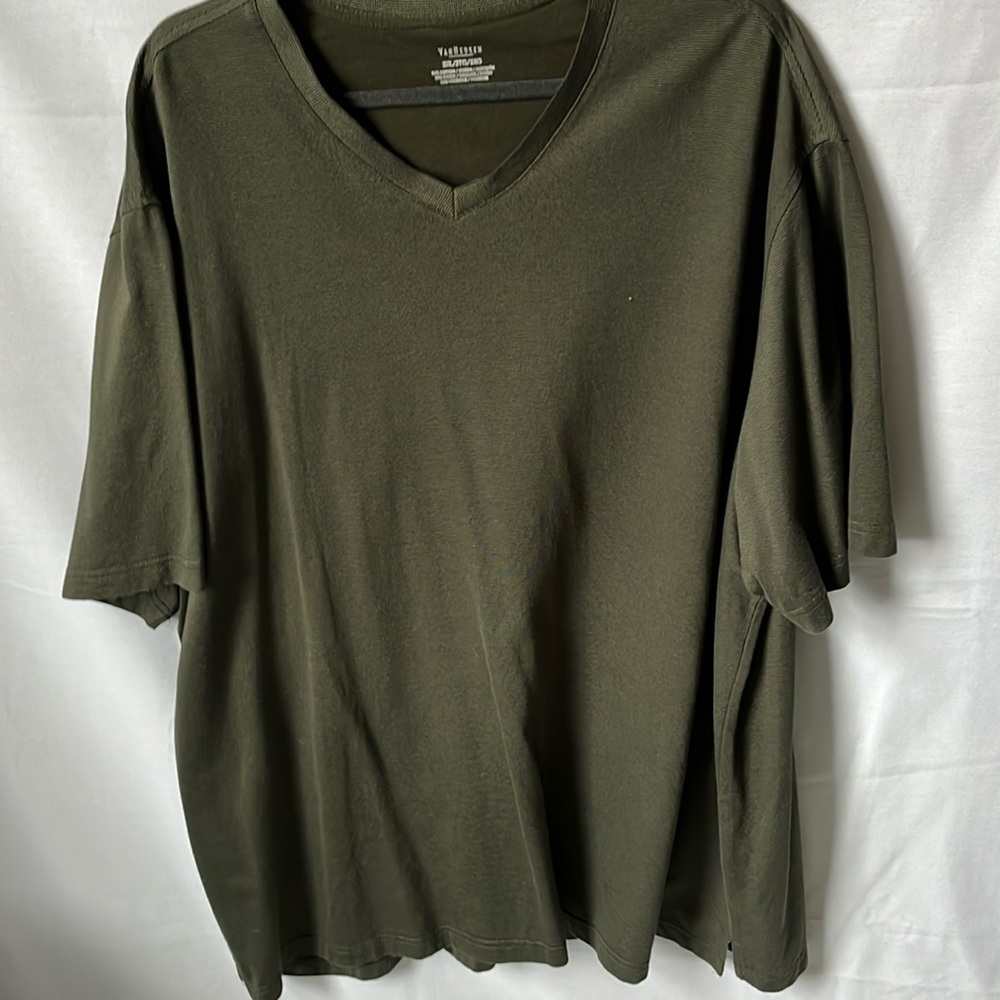 Van Heusen Olive Green V Neck Tee Shirt Soft Stretch 3XL Big and Tall